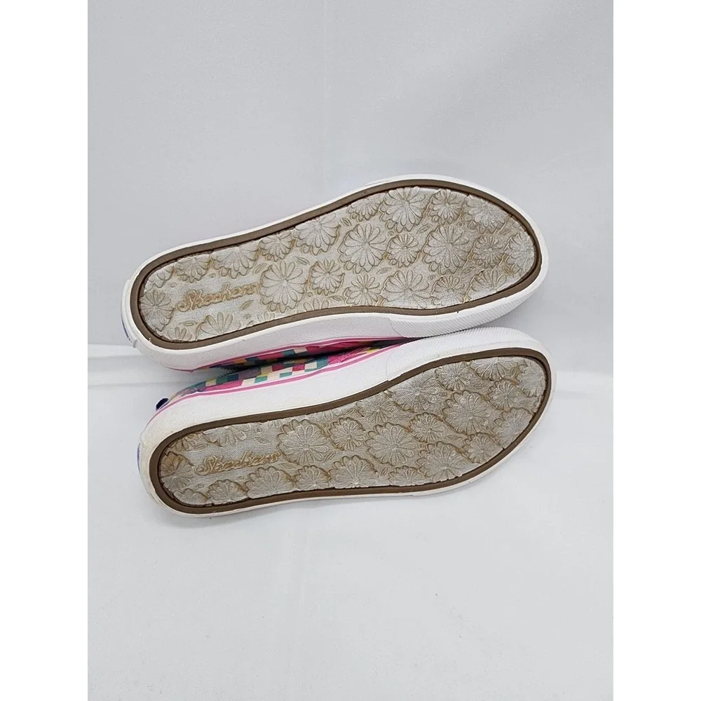Skechers Slip On Canvas Shoes Kids Size 2 Rainbow Pixel Print Casual Used